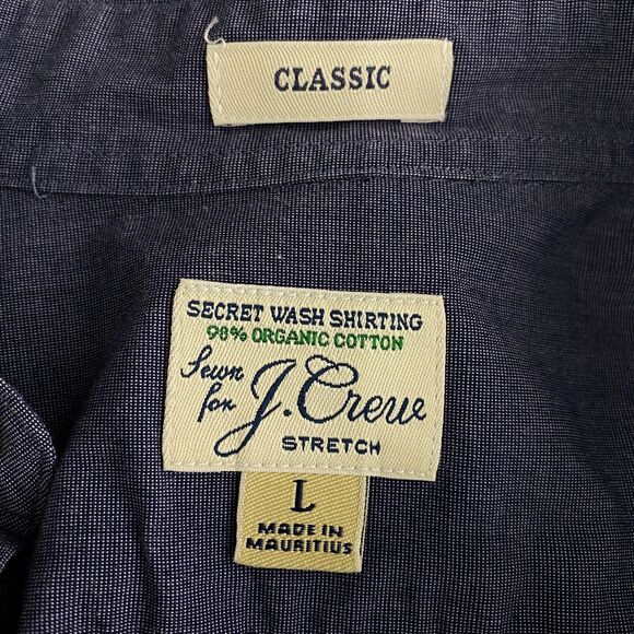 J. Crew Stretch Secret Wash Shirt End-on-End Organic Cotton Men's Size Large - Picture 3 of 7